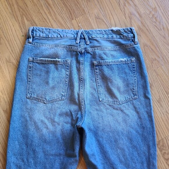 GOOD AMERICAN GOOD BOY SPLIT HEM RIPPED JEANS HIGH RISE STRAIGHT LEG sz 12/31 - Picture 5 of 8
